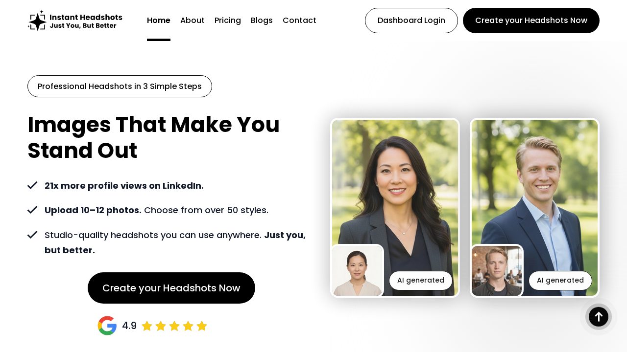 InstantHeadshots AI software preview