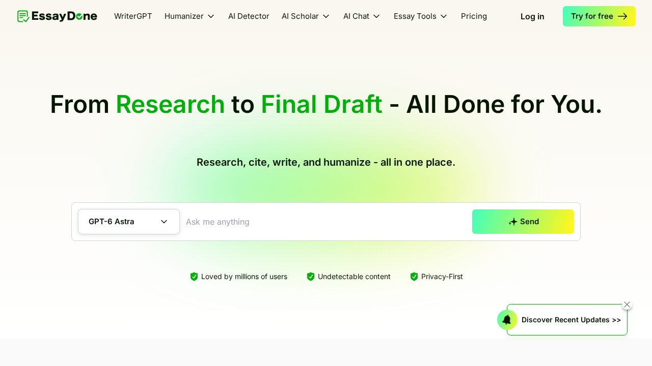 EssayDone AI software preview