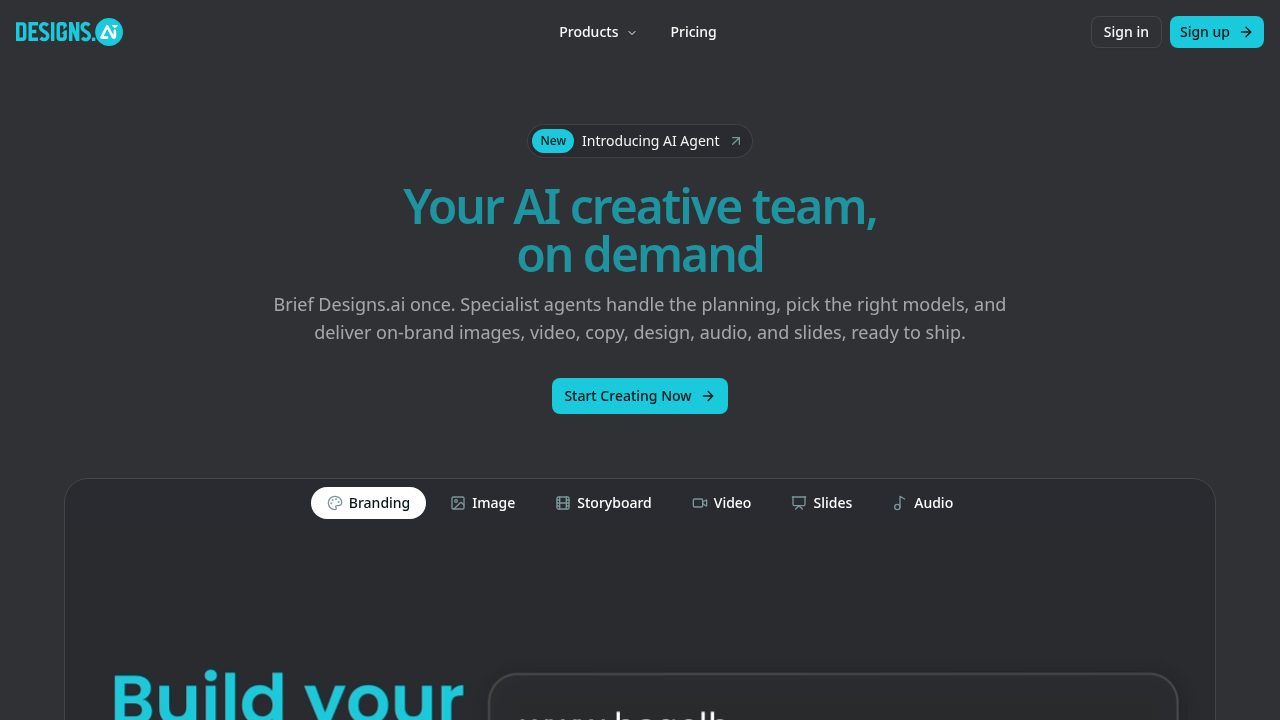Designs.ai software preview