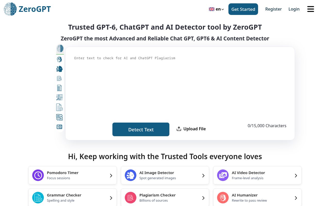 ZeroGPT software preview