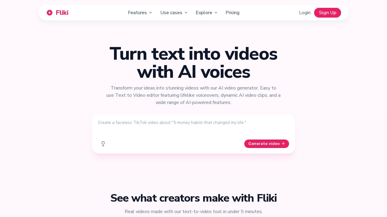 Fliki AI product interface and features